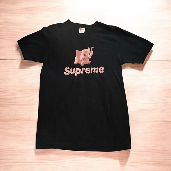 Supreme Black Tee with Pink Elephant Design - Picture 2 of 6